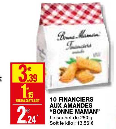 10 financiers aux amandes "bonne maman"