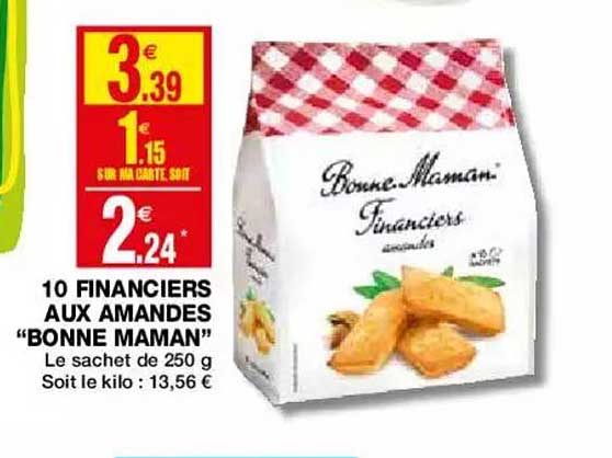 10 financiers aux amandes "bonne maman"