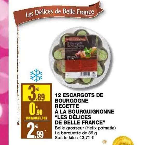 12 escargots de bourgogne recette à la bourguignonne "les délices de belle france"