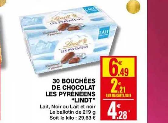 30 Bouchées De Chocolat Les Pyrénéens "lindt"