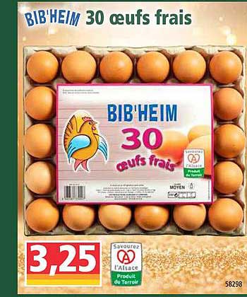 30 œufs Frais Bib'heim