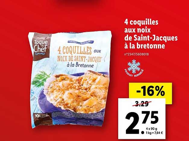 4 coquilles aux noix de saint jacques à la bretonne