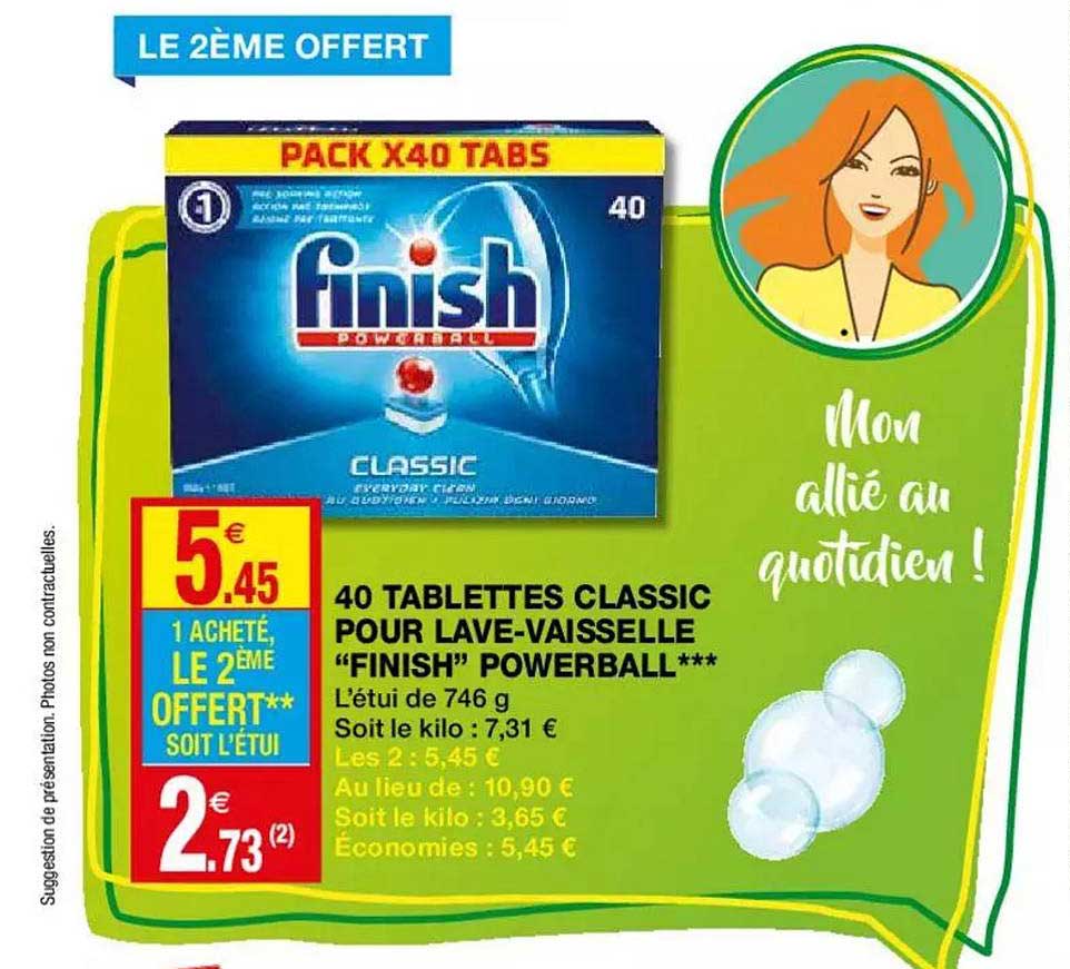 40 tablettes classic pour lave vaisselle "finish" powerball
