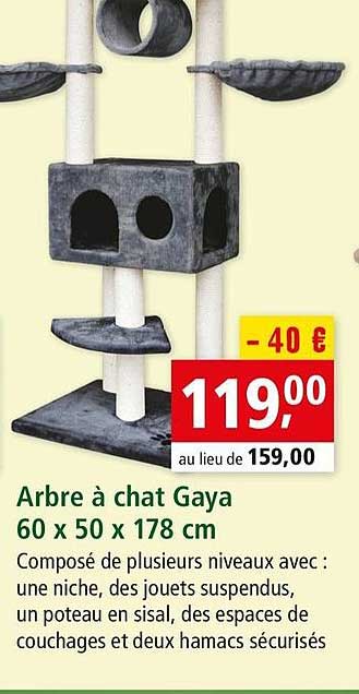 arbre à chat gaya 60 x 50 x 178 cm