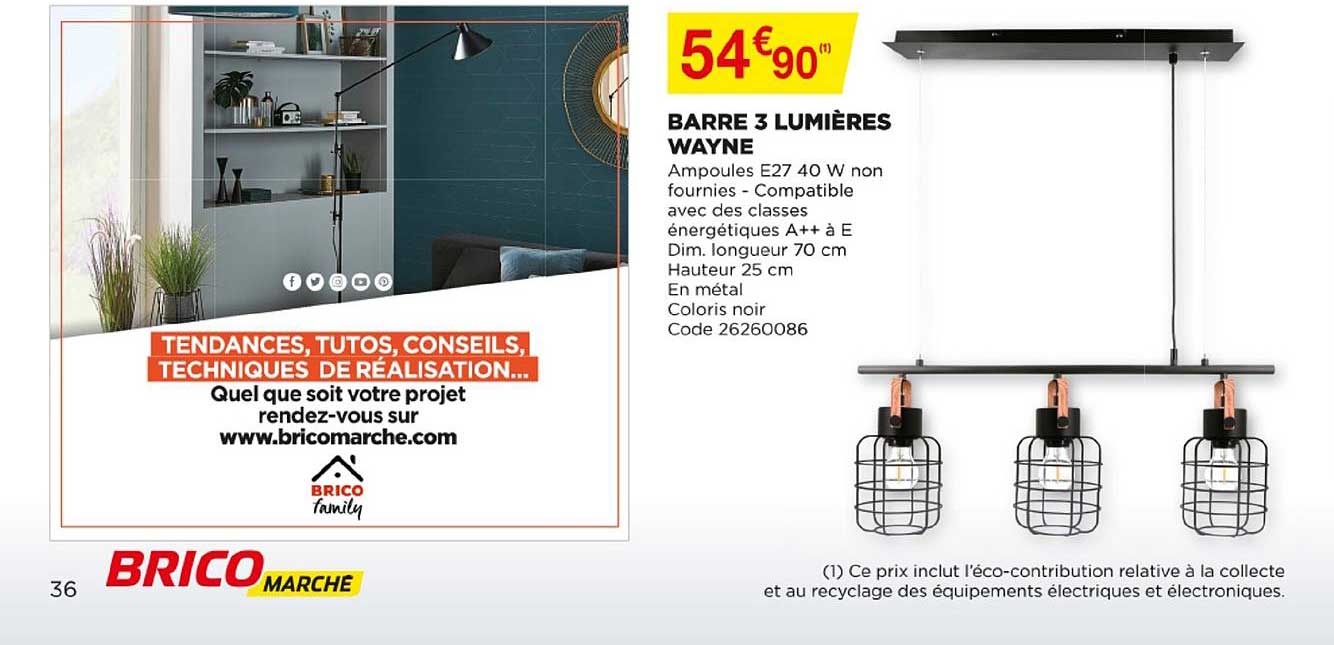 barre 3 lumières wayne