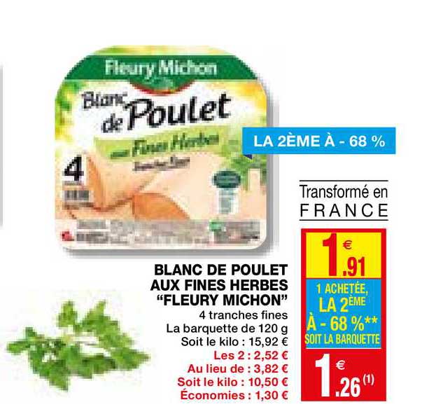 blanc de poulet aux fines herbes "fleury michon"