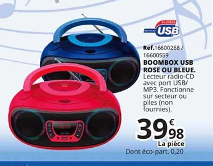 Boobox Usb Rose Ou Bleue