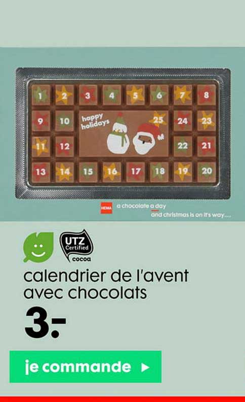 calendrier de l'avent avec chocolats