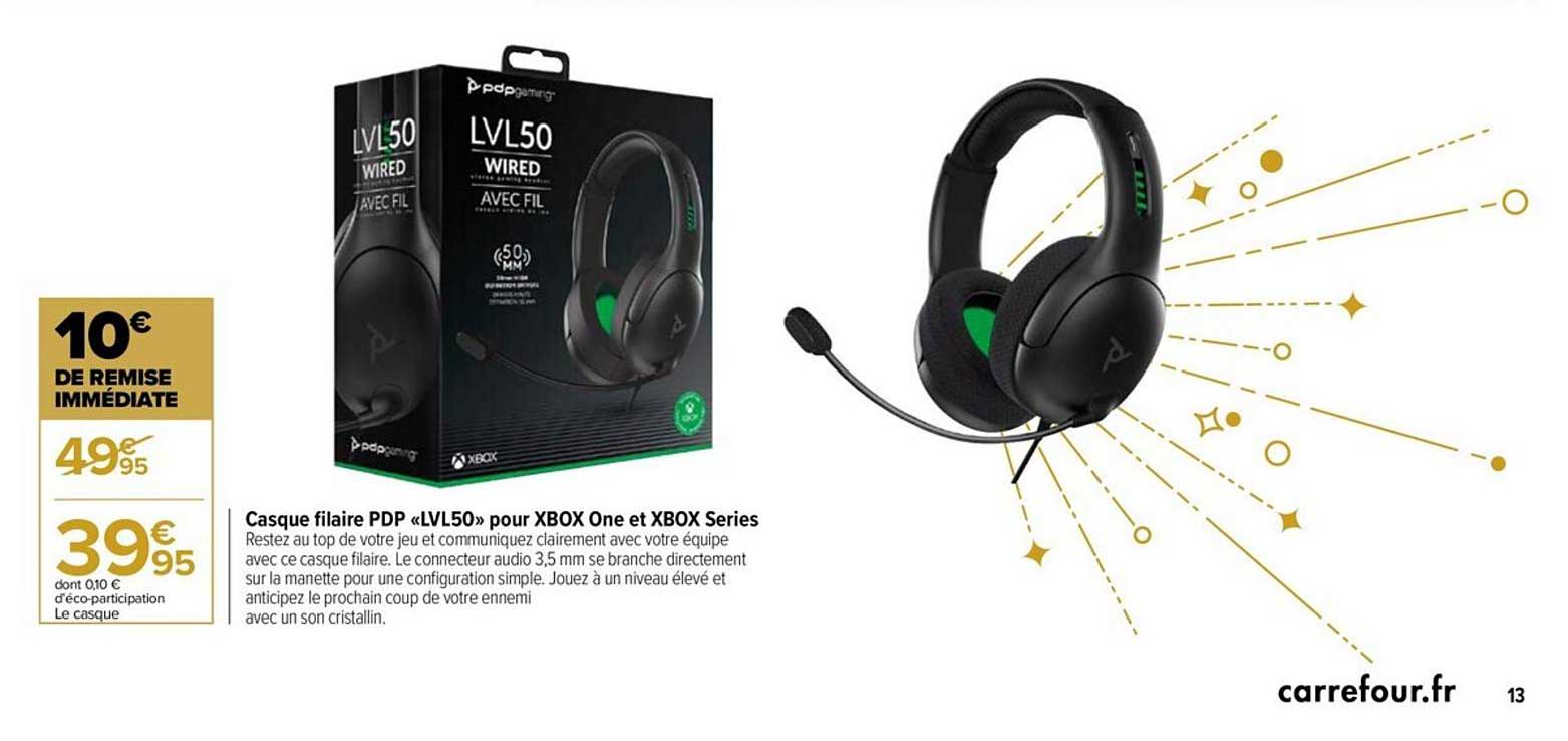 casque filaire pdp «lvl50» pour xbox one et xbox series