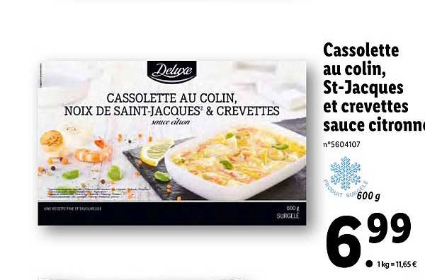 cassolette au colin st jacques et crevettes sauce citronné deluxe