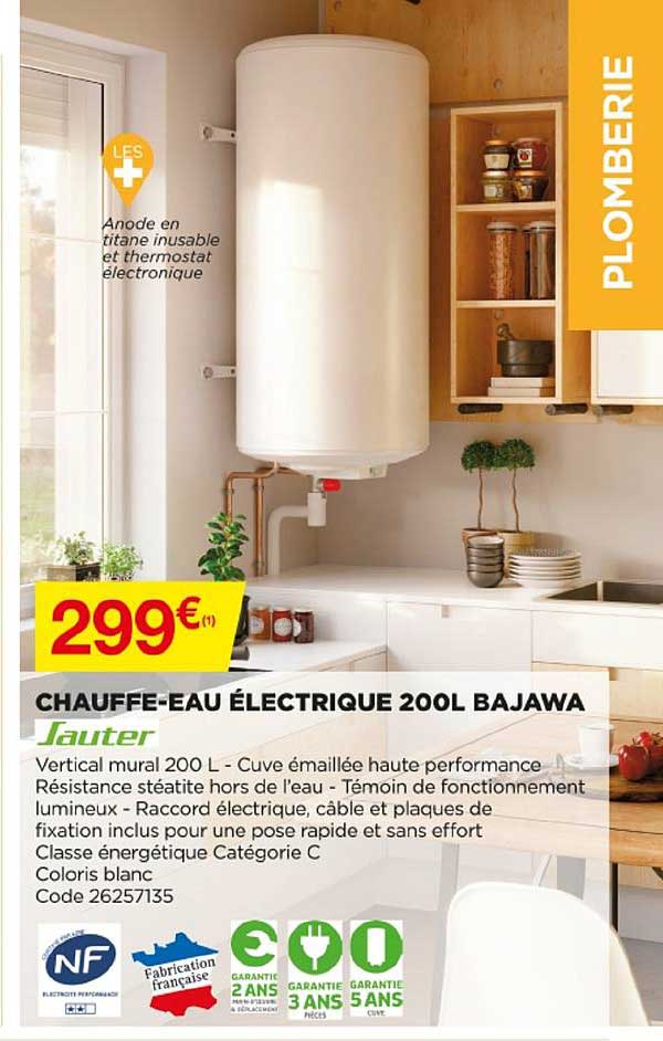 chauffe eau électrique 200l bajawa