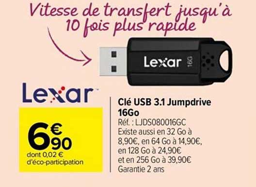 clé usb 3.1 jumpdrive 16go lexar