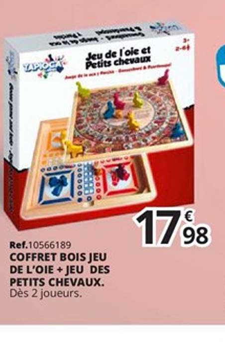 coffret bois jeu de l'oie + jeu des petits chevaux