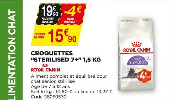 croquettes "sterilisez 7+" 1,5 kg royal canin