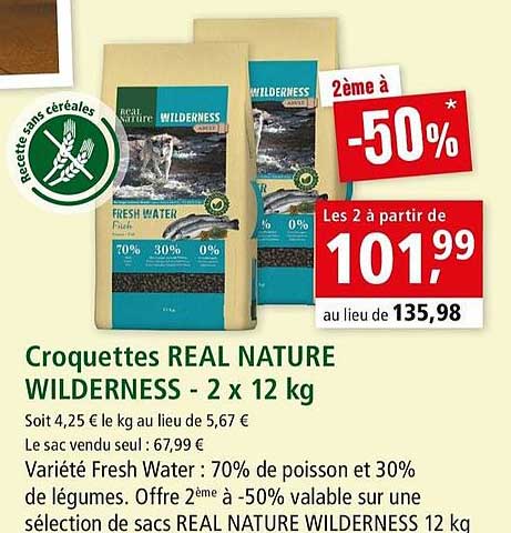 croquettes real nature wilderness - 2 x 12 kg