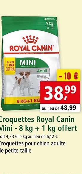 croquettes royal canin mini - 8 kg + 2 kg offert