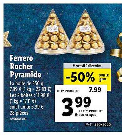 Ferrero Rocher Pyramide -50% Sur Le 2ème