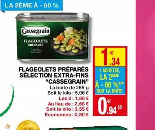 flageolets préparés sélection extra-fins "cassegrain"