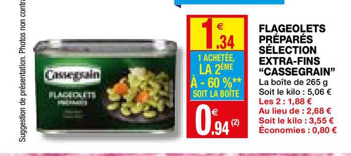 flageolets préparés sélection extra-fins "cassegrain"