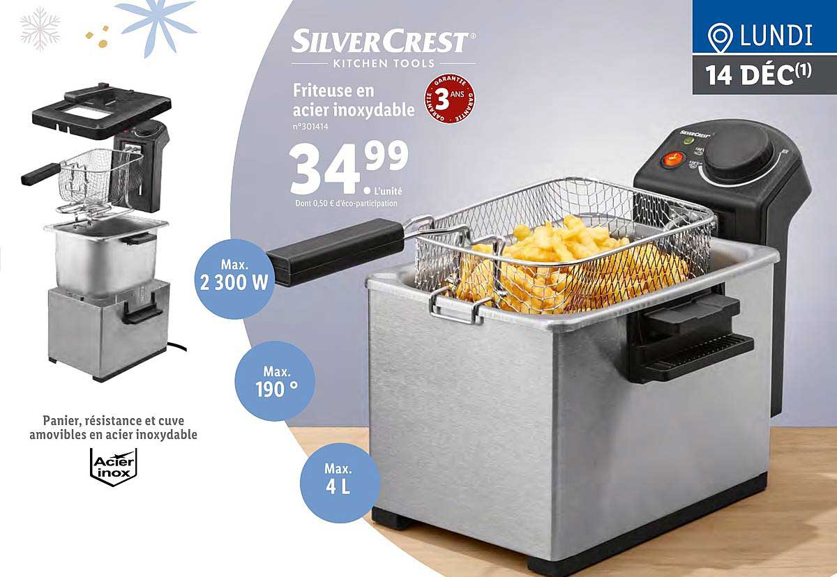 friteuse en acier inoxydable silvercrest