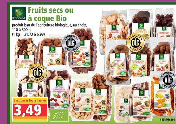 fruits secs ou à coque bio bio sonne