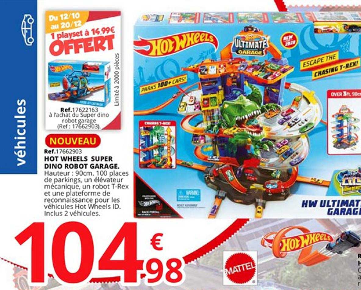 Hot Wheels Super Dino Robot Garage