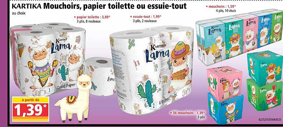 kartika mouchoirs, papier toilette ou essuie-tout