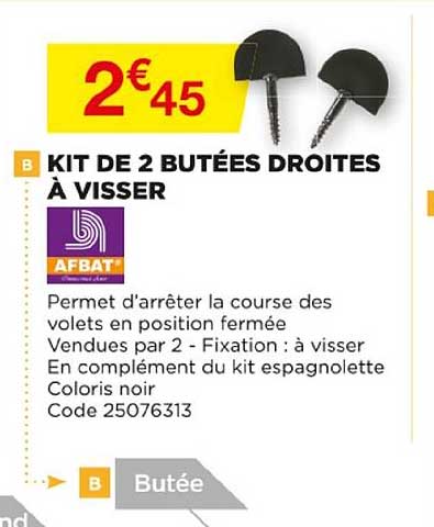 kit de 2 butées droites à visser