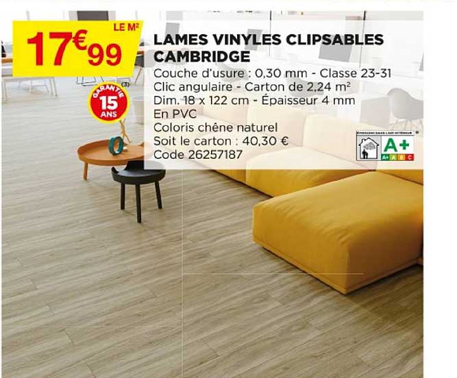 lames vinyles clipsables cambridge