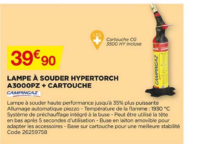 lampe à souder hypertorch a3000pz + cartouche campingaz