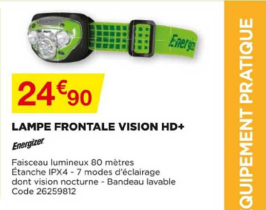 lampe frontale vision hd+ energizer