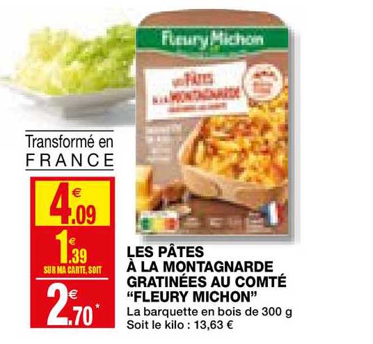 les pâtes à la montagnarde gratinées au compté "fleury michon"