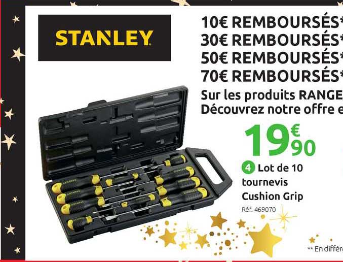 lot de 10 tournevis cushion grip stanley
