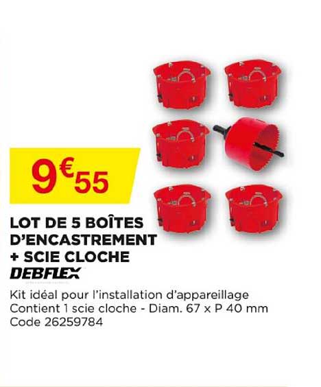 Lot De 5 Boîtes D'encastrement + Scie Cloche Debflex