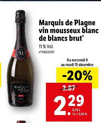 Marquis De Plagne Vin Mousseux Blanc De Blancs Brut
