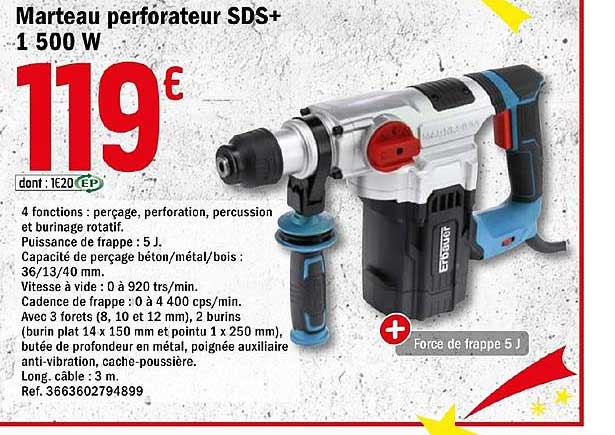 marteau perforateur sds+ 1500 w erbauer