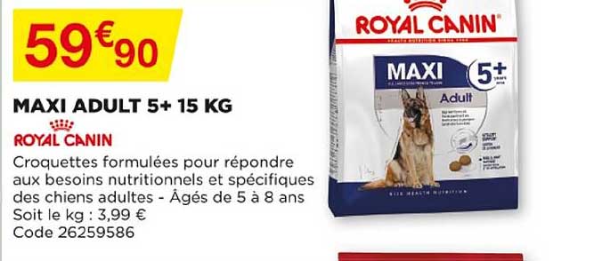 maxi adult 5+ 15 kg royal canin