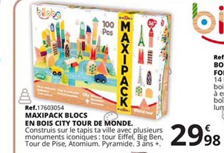maxipack blocs en bois city tour de monde