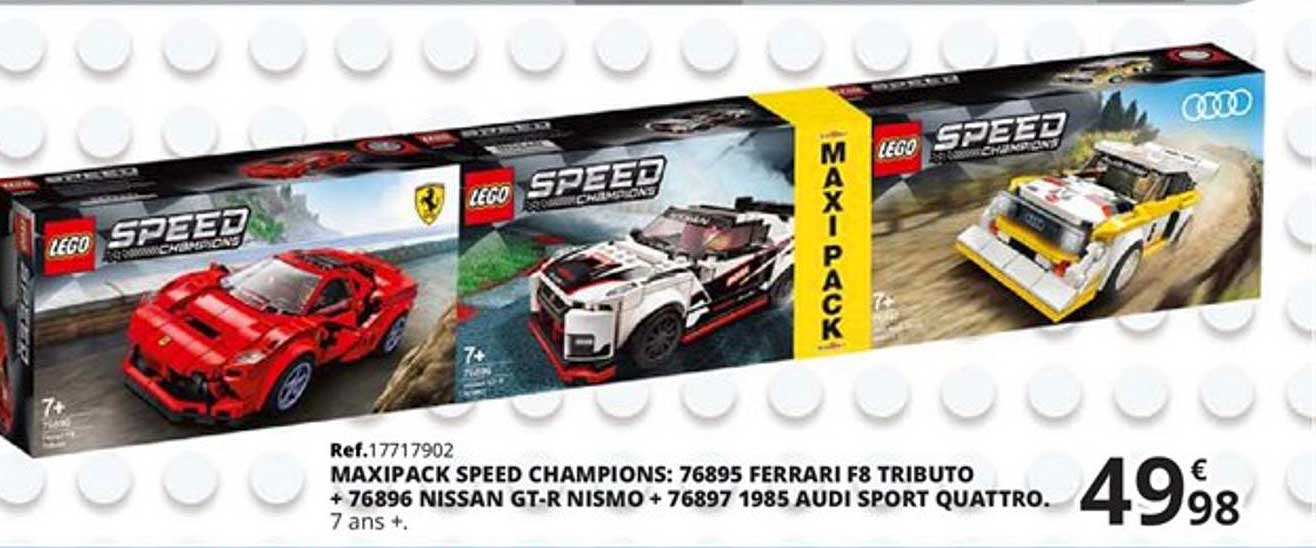 maxipack speed champion: 76895 ferrari f8 tributo + 76896 nissan gt-r nismo + 76897 1985 audi sport quattro
