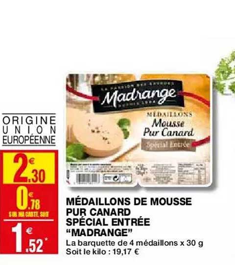 Médaillons De Mousse Pur Canard Spécial Entrée "madrange"