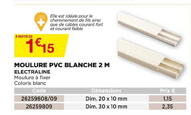 moulure pvc blanche 2m électraline
