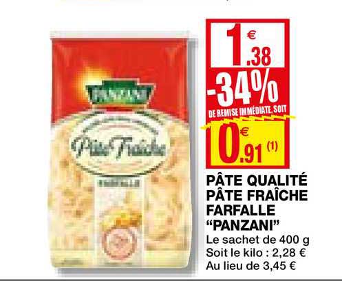 Pâte Qualité Pâte Fraîche Farfalle "panzani"