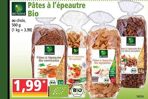 pâtes à l'épeautre bio bio sonne