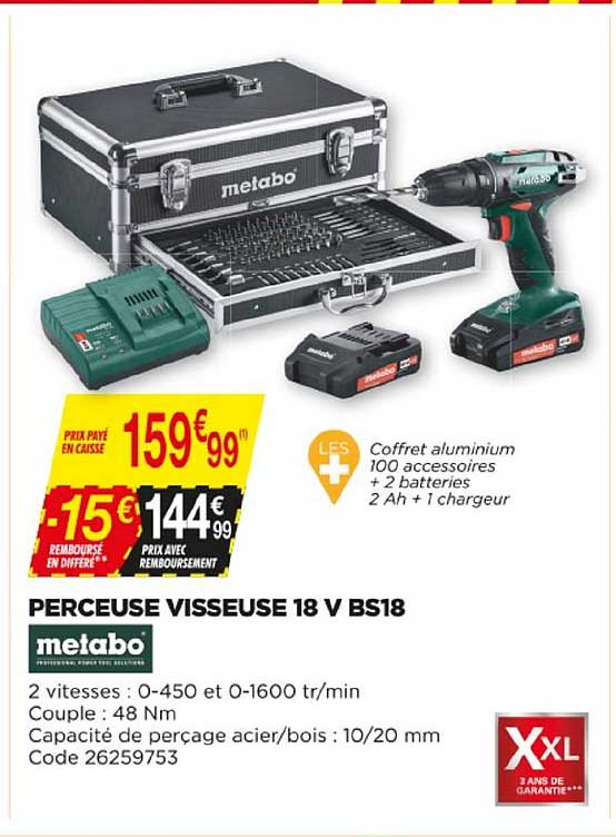 Perceuse Visseuse 18 V Bs18 Metabo