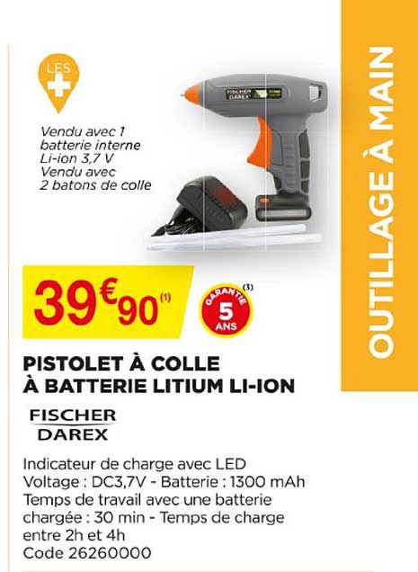 Pistolet à Colle à Batterie Litium Li-ion