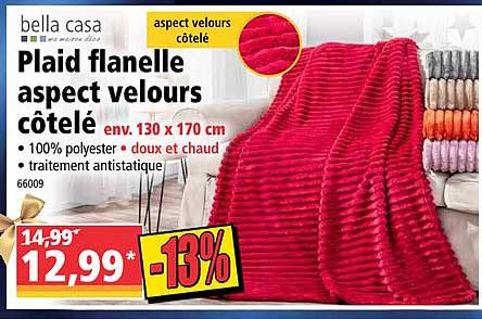 plaid flanelle aspect velours côtelé bella casa