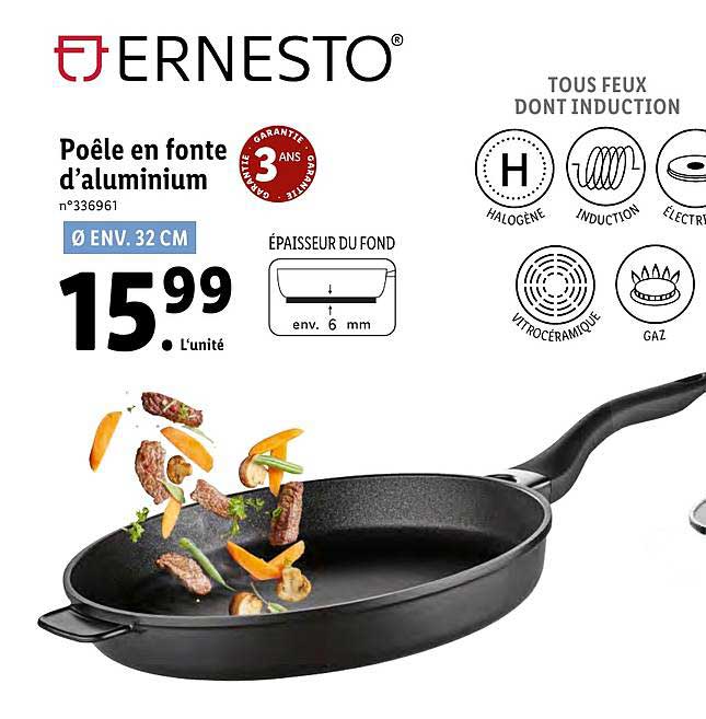 poêle en fonte d'aluminium ernesto