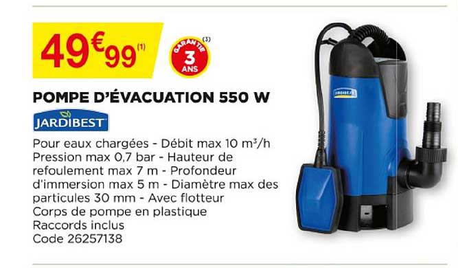 pompe d'évacuation 550 w jardibest