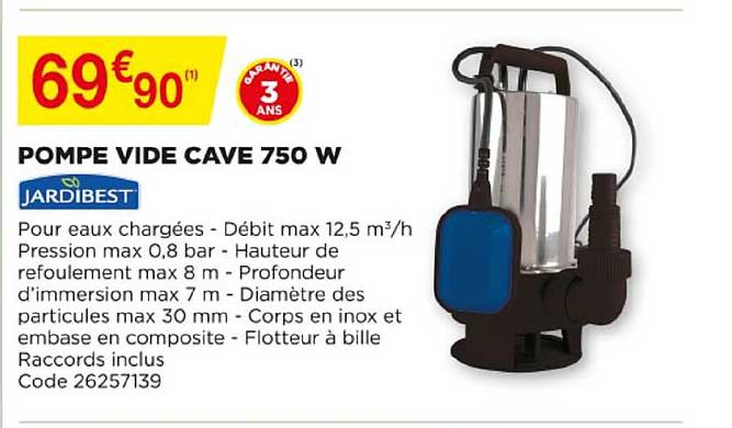 Pompe Vide Cave 750 W Jardibest