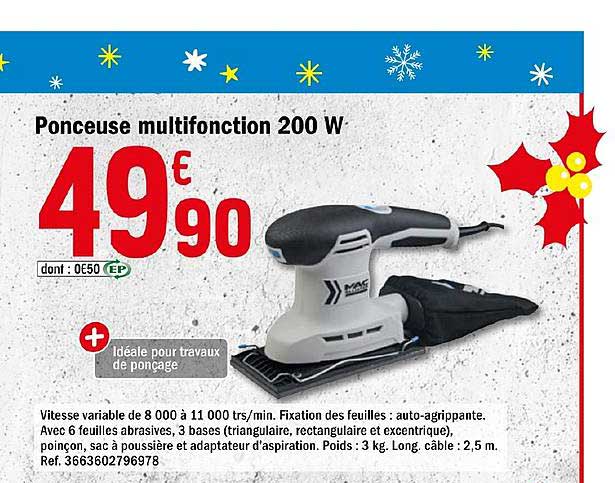 ponceuse multifonction 200 w mac allister